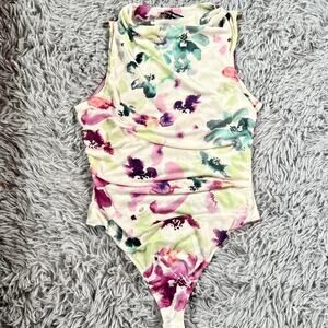 Steve Madden mesh mock neck preppy fairy coquette‎ delicate floral bodysuit